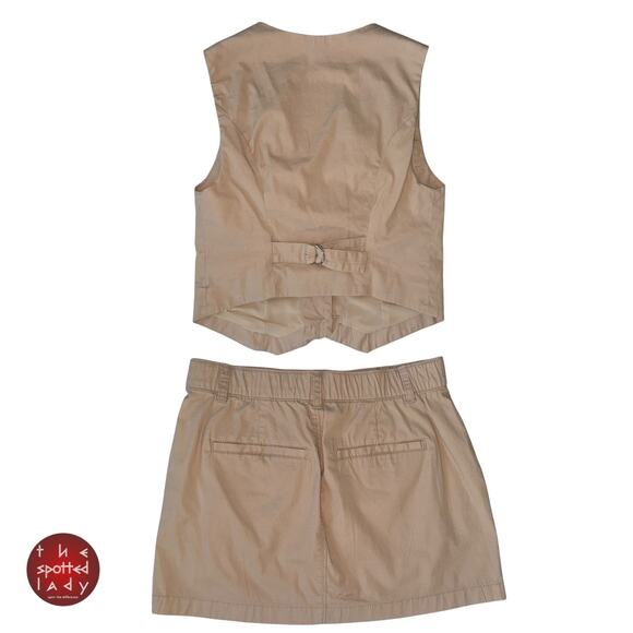 Abercrombie & Fitch Vest Top & Cargo Mini Skirt Set Pockets Size Small Tan Khaki - Picture 3 of 13